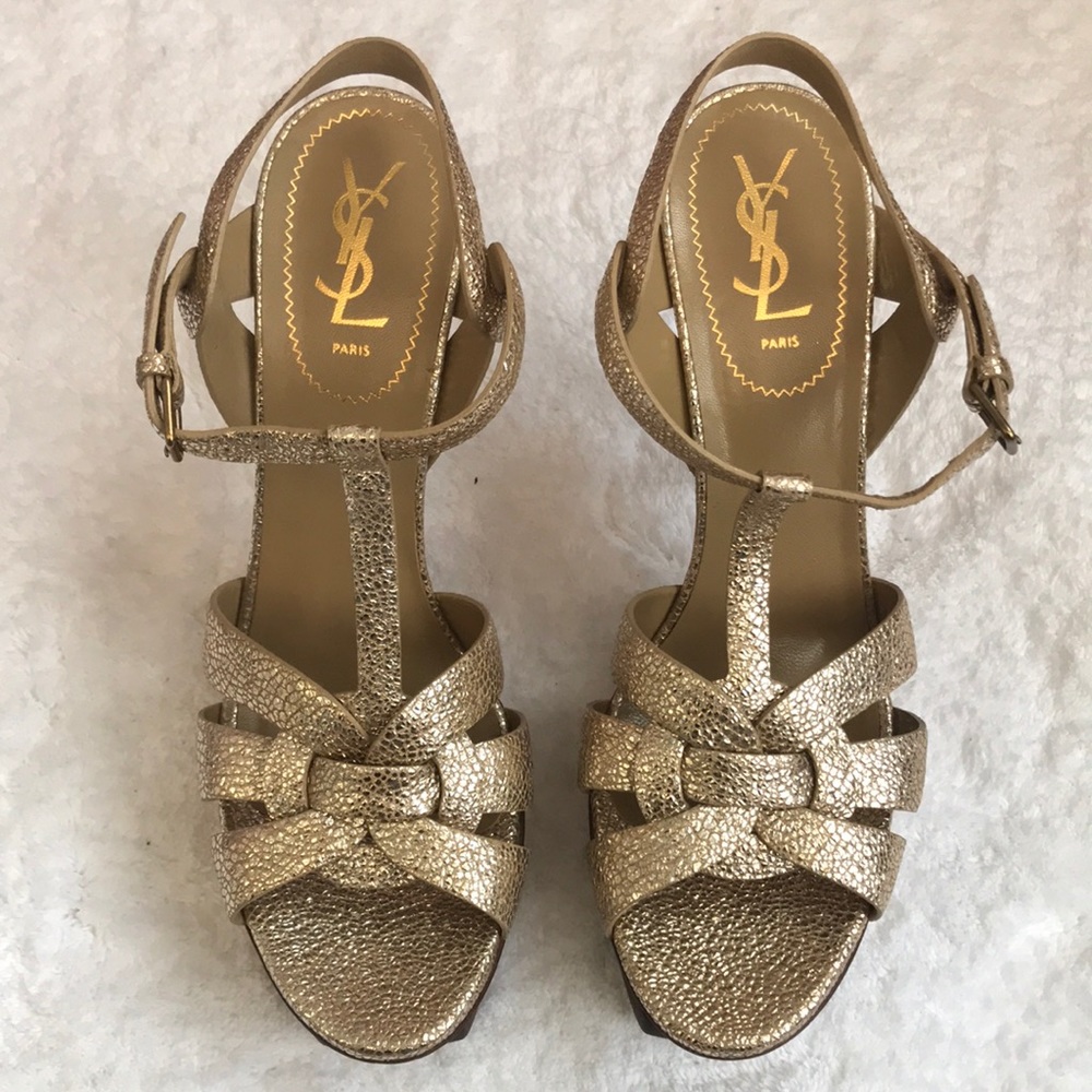 YSL TRIBUTE 105 Sandal in Sahara Gold size 42.